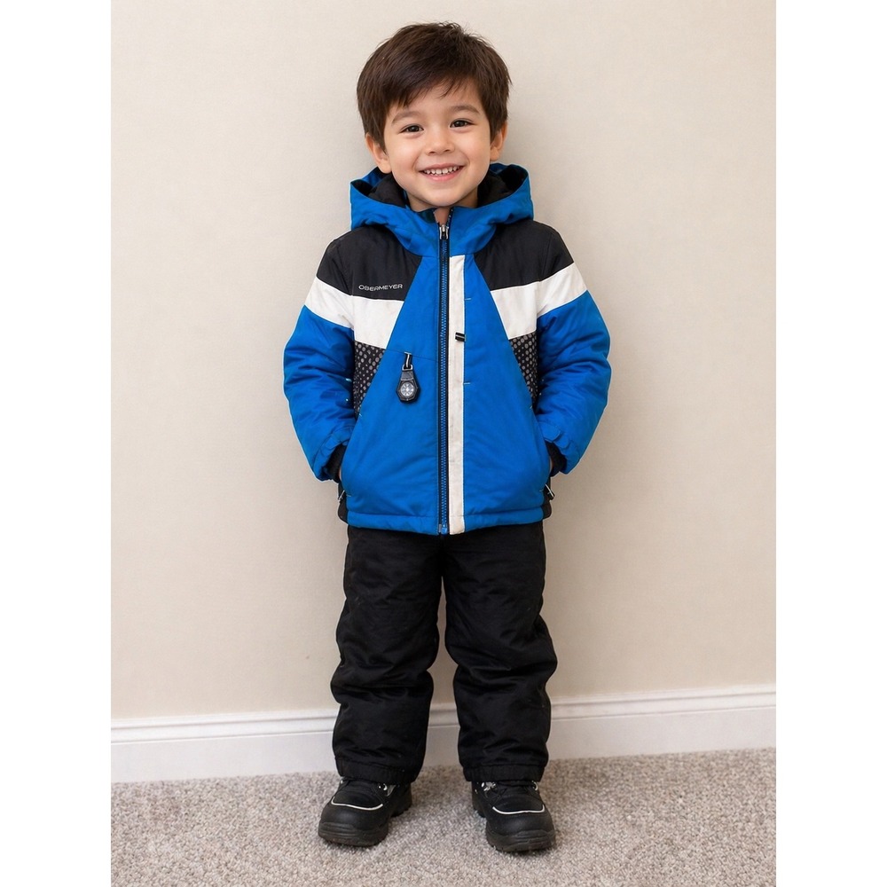 Obermeyer Kids Blue Black White Ski Jacket Winter Coat Size 4 With Compass